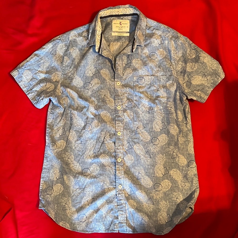 Denim & Flower Light Blue Pineapple Dress or Casual Shirt